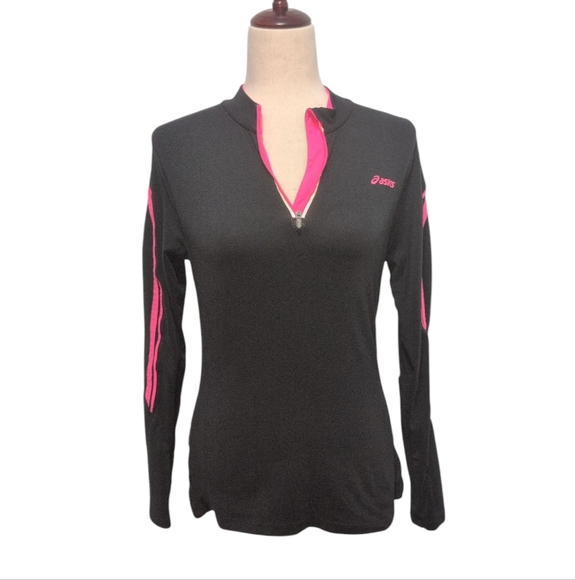 4/$12 ASICS Women's Black and Pink Long Sleeve Running Top Pullover Size Small - Picture 1 of 9